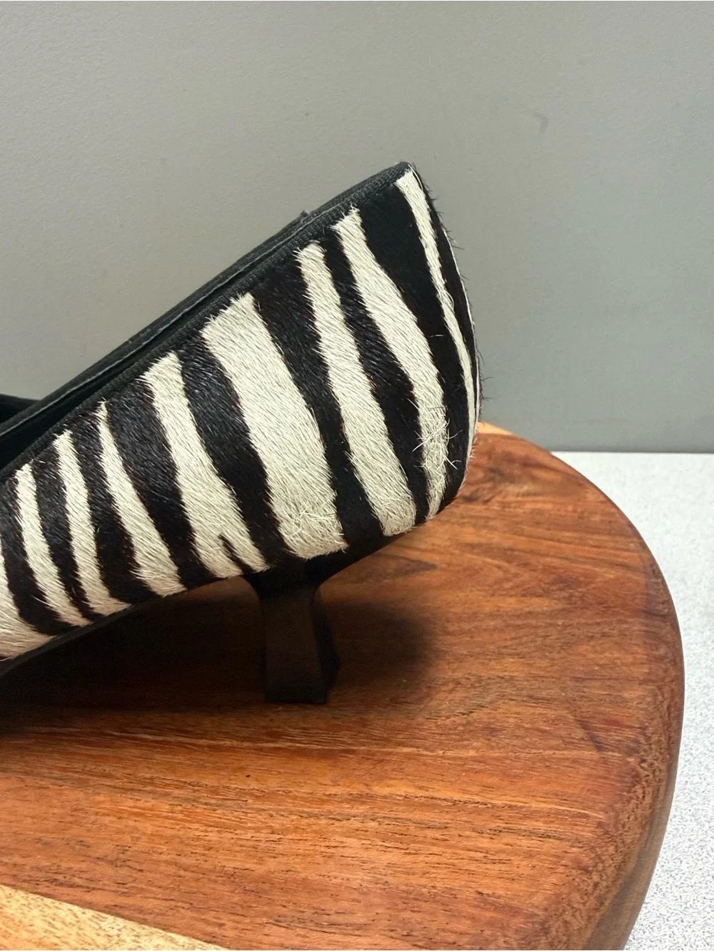 Enzo Angiolini Zebra Print Pumps in Black and Cream